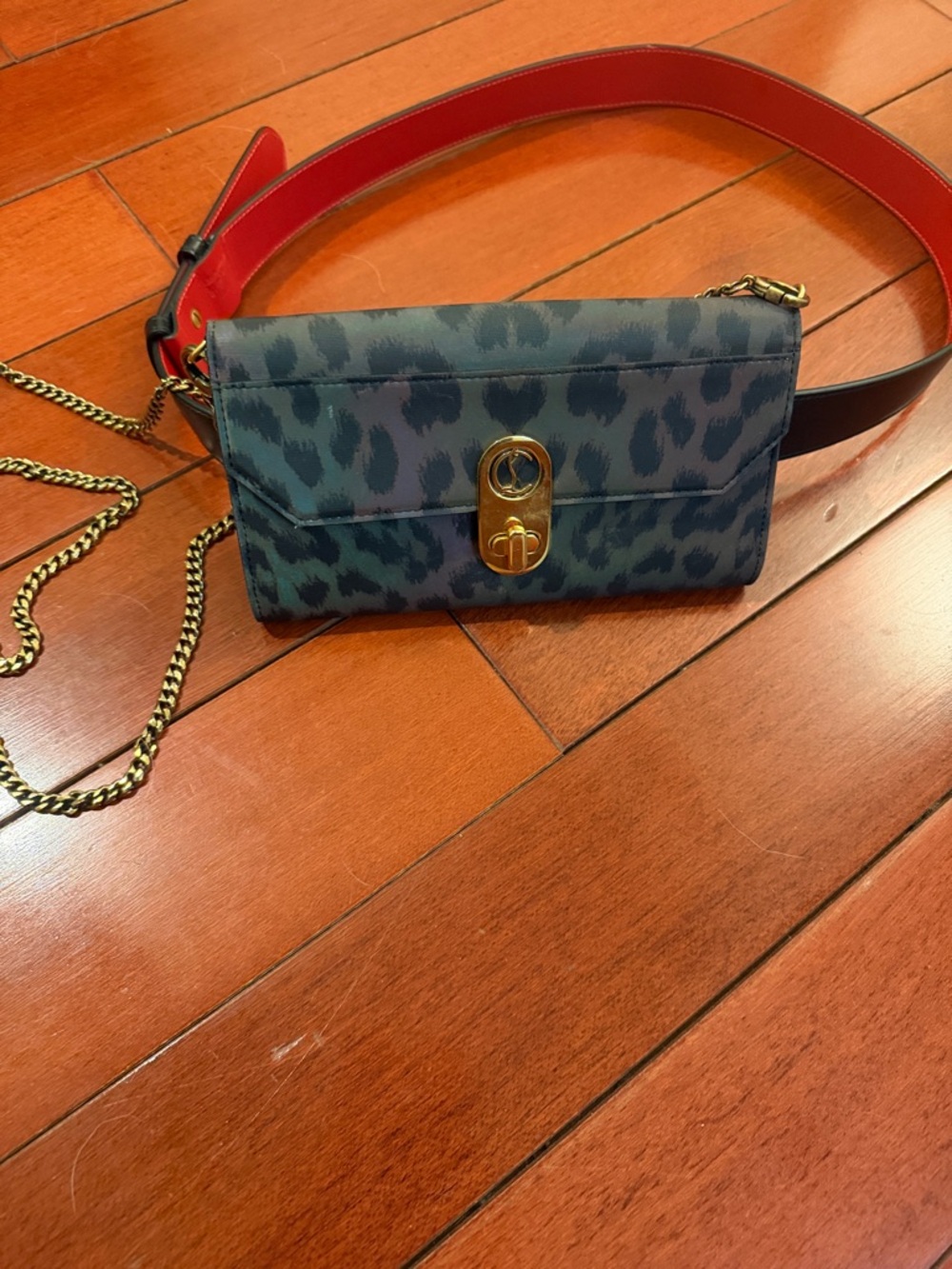 Christian Louboutin Leopard-Print chain bag and belt bag ( 2 ways )